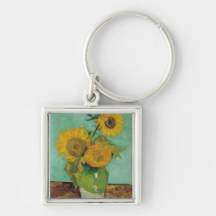 Vase with three sunflowers, Vincent van Gogh Key Ring