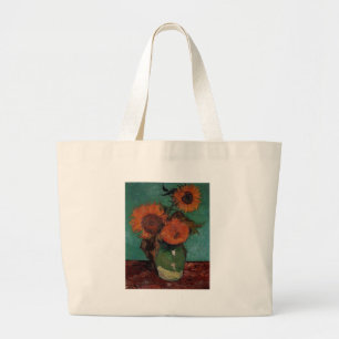 Vase with three sunflowers,Vincent van Gogh Large Tote Bag