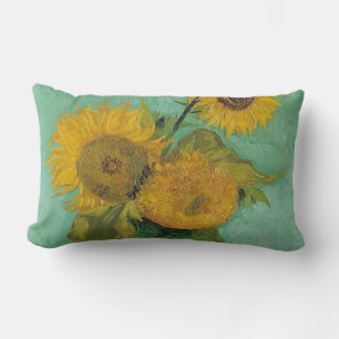 Vase with three sunflowers, Vincent van Gogh Lumbar Cushion