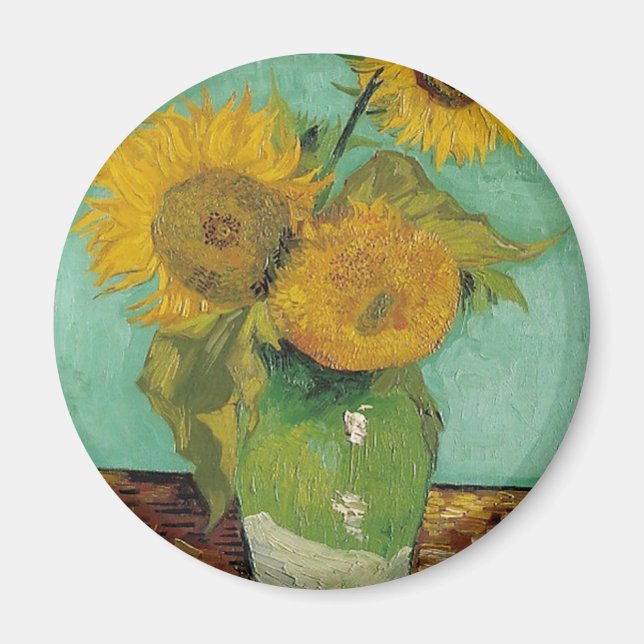 Vase with three sunflowers, Vincent van Gogh Magnet (Front)