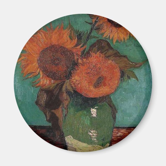 Vase with three sunflowers,Vincent van Gogh Magnet (Front)
