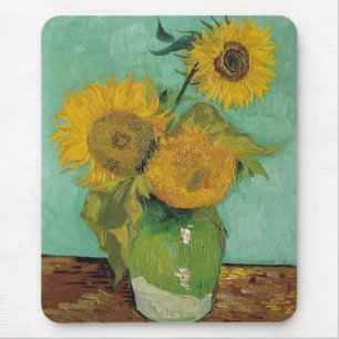 Vase with three sunflowers, Vincent van Gogh Mouse Pad