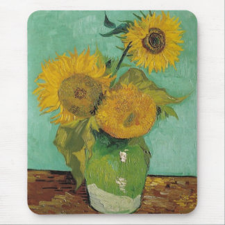 Vase with three sunflowers, Vincent van Gogh Mouse Pad