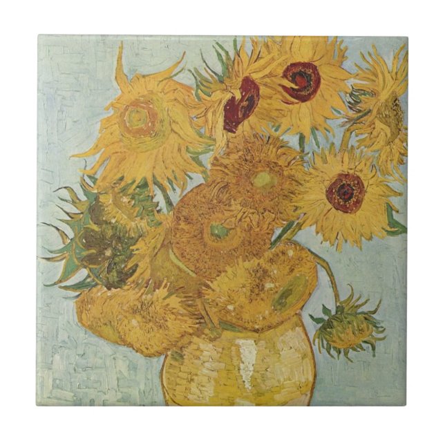 Vase with Twelve Sunflowers by Van Gogh Tile (Front)