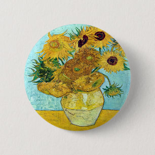 Vase With Twelve Sunflowers By Vincent Van Gogh 6 Cm Round Badge