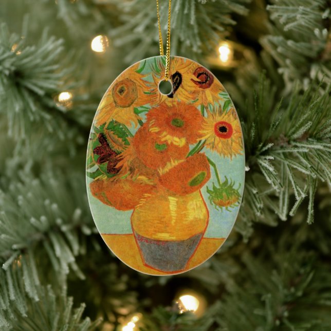 Vase with Twelve Sunflowers by Vincent van Gogh Ceramic Ornament (Tree)