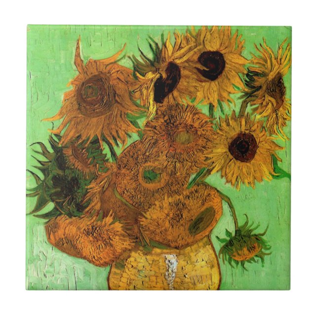 Vase with Twelve Sunflowers by Vincent van Gogh Ceramic Tile (Front)