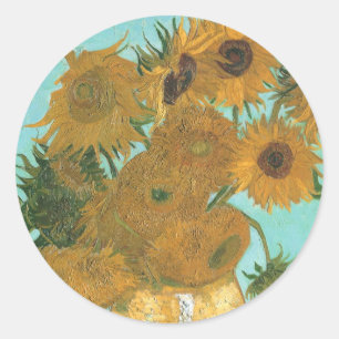 Vase with Twelve Sunflowers by Vincent van Gogh Classic Round Sticker