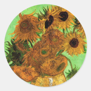 Vase with Twelve Sunflowers by Vincent van Gogh Classic Round Sticker