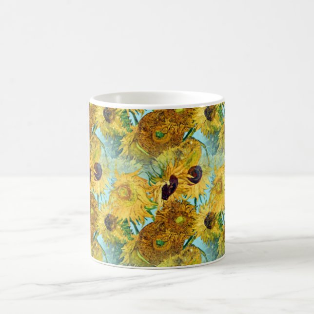 Vase With Twelve Sunflowers By Vincent Van Gogh Coffee Mug (Center)