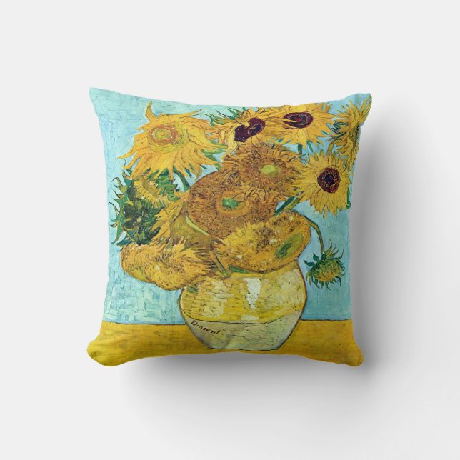 Vase With Twelve Sunflowers By Vincent Van Gogh Cushion (Front)