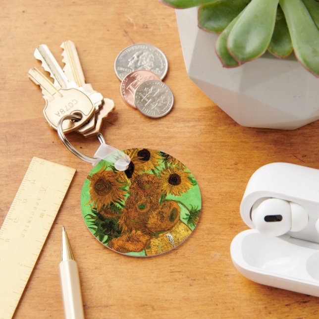 Vase with Twelve Sunflowers by Vincent van Gogh Key Ring (Desk)