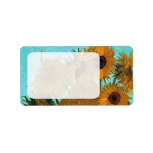 Vase with Twelve Sunflowers by Vincent van Gogh Label