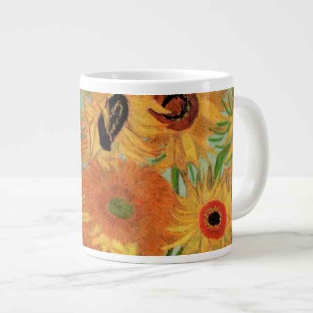 Vase with Twelve Sunflowers by Vincent van Gogh Large Coffee Mug (Front Right)