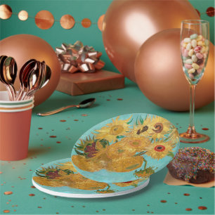 Vase with Twelve Sunflowers by Vincent Van Gogh Paper Plate