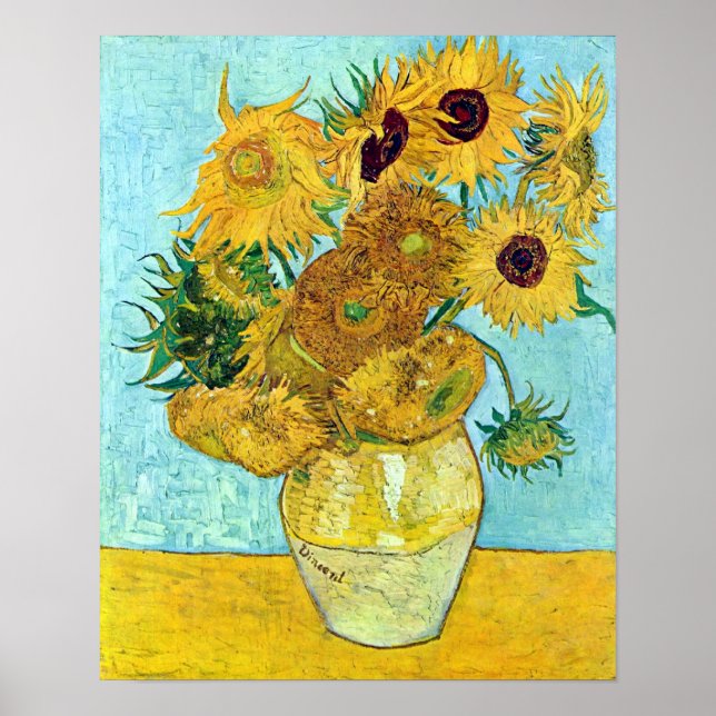 Vase With Twelve Sunflowers By Vincent Van Gogh Poster (Front)