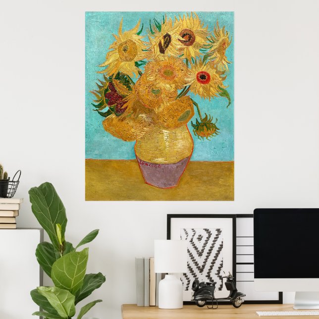 Vase with Twelve Sunflowers by Vincent Van Gogh  Poster (Home Office)