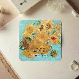 Vase with Twelve Sunflowers by Vincent Van Gogh  Square Sticker
