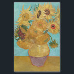 Vase with Twelve Sunflowers by Vincent Van Gogh  Tissue Paper<br><div class="desc">Vase with Twelve Sunflowers was completed by Vincent Van Gogh as part of the second series in August 1888 in Arles and is painted as oil on canvas. Van Gogh was intent on focusing on creating 'broken yellows' which would 'burst against various blue backgrounds', almost like a stained-glass window in...</div>
