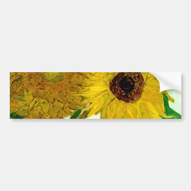 Vase with Twelve Sunflowers, Van Gogh Fine Art Bumper Sticker (Front)