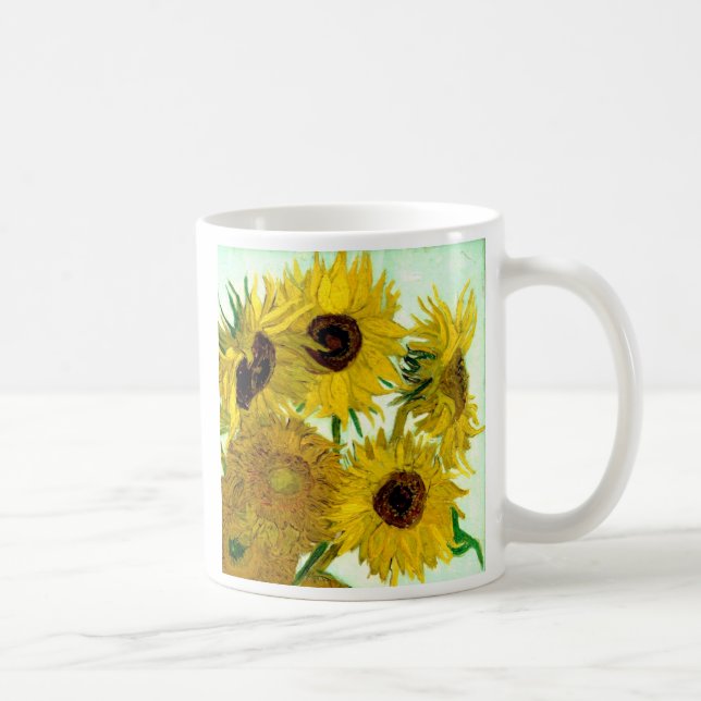 Vase with Twelve Sunflowers, Van Gogh Fine Art Coffee Mug (Right)