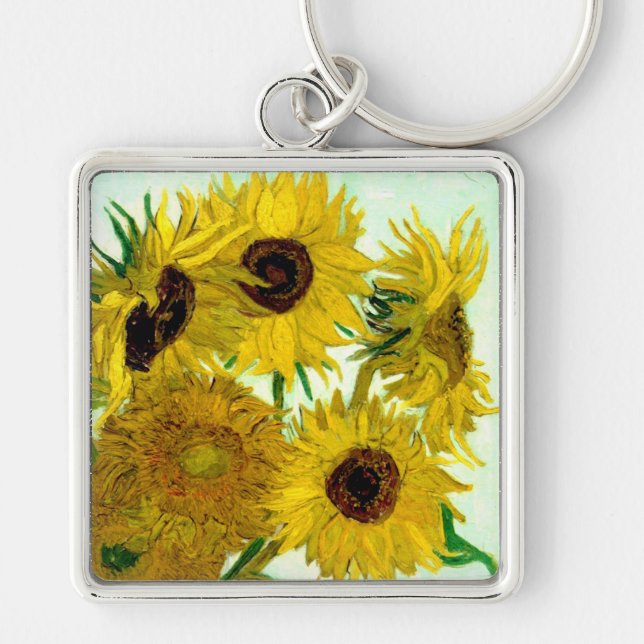 Vase with Twelve Sunflowers, Van Gogh Fine Art Key Ring (Front)
