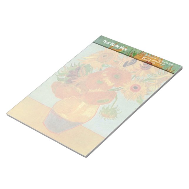 Vase with Twelve Sunflowers, Vincent van Gogh. Notepad (Angled)