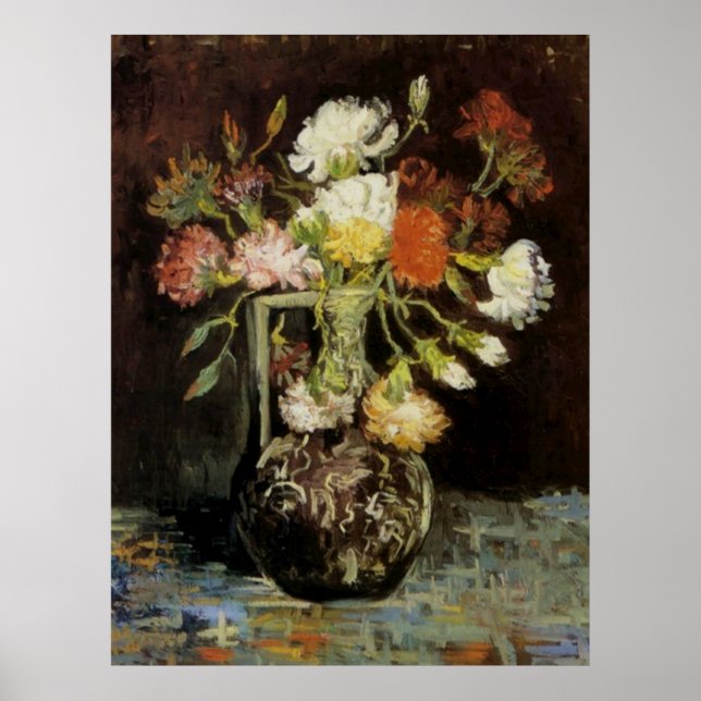 Vase with White Carnations by Vincent van Gogh Poster (Front)