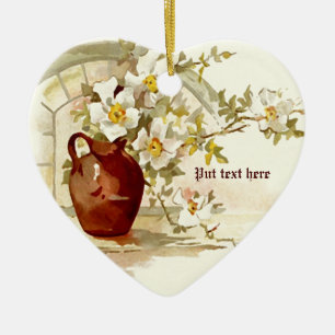 Vase with white roses vintage watercolor ornament