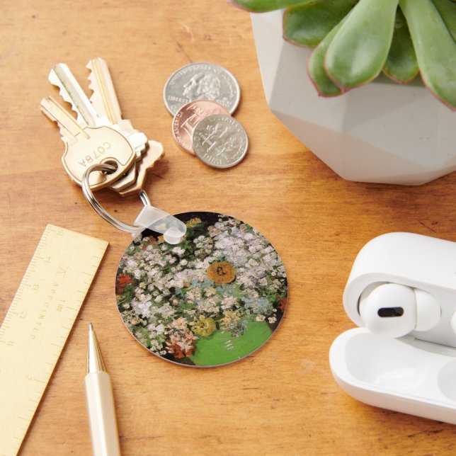 Vase with Zinnia Flowers by Vincent van Gogh Key Ring (Desk)