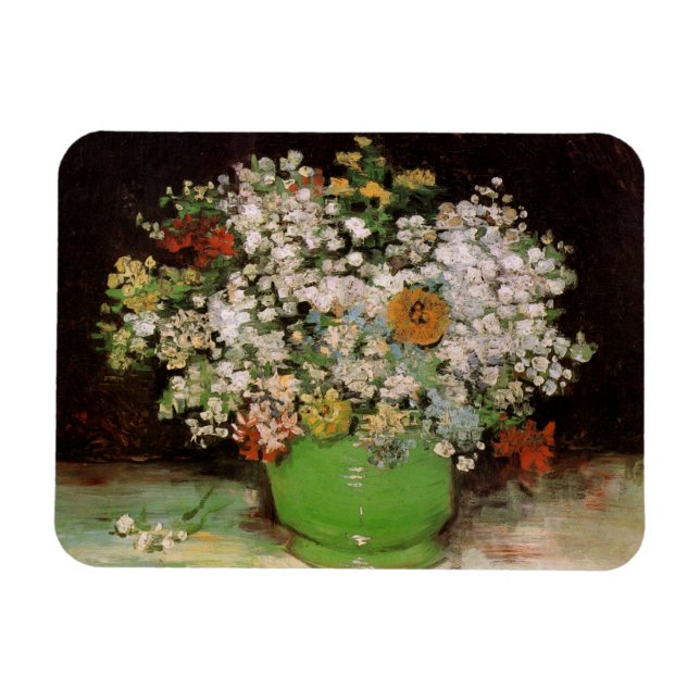 Vase with Zinnia Flowers by Vincent van Gogh Magnet (Horizontal)
