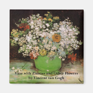 Vase with Zinnia Flowers by Vincent van Gogh Magnet