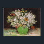 Vase with Zinnia Flowers by Vincent van Gogh Postcard<br><div class="desc">Vase with Zinnias and Other Flowers by Vincent van Gogh is a vintage fine art post impressionism still life floral nature painting. A bouquet of blooming spring garden flowers and zinnias in a green vase. About the artist: Vincent Willem van Gogh (1853 -1890) was one of the most famous Post...</div>