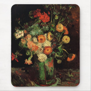 Vase with Zinnias and Geraniums, Vincent van Gogh Mouse Pad