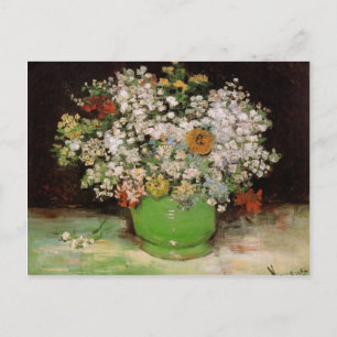 Vase with Zinnias and other flowers Postcard