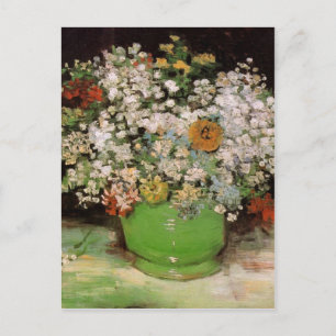 Vase with Zinnias and other flowers Postcard