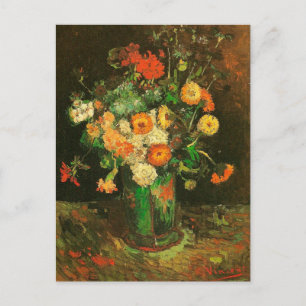 Vase with Zinnias & Geraniums Van Gogh Fine Art Postcard