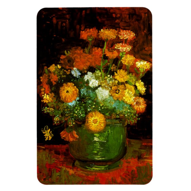 Vase with Zinnias Van Gogh Fine Art Magnet (Vertical)