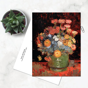 Vase with Zinnias Vincent Van Gogh Postcard