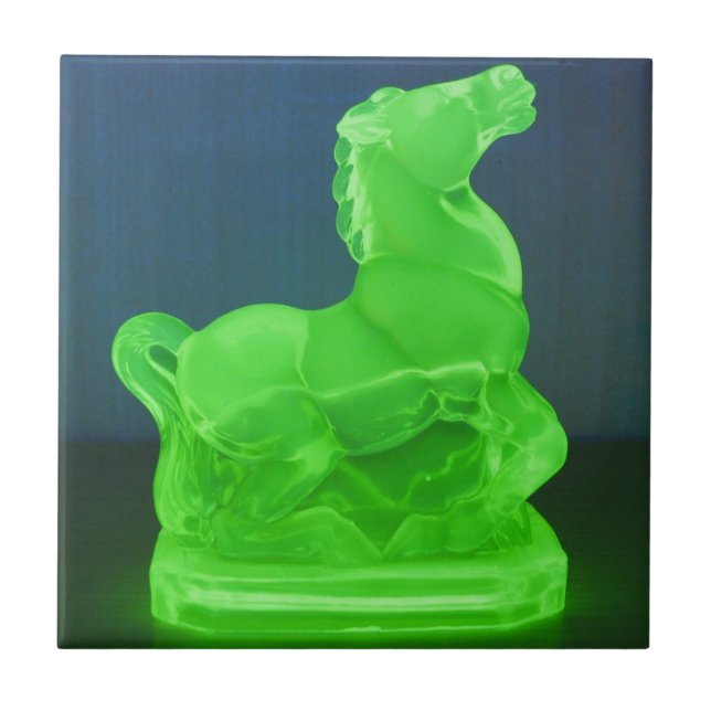 Vaseline glass horse ceramic tile (Front)