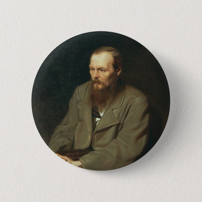 Vasily Perov-Portrait of Author Feodor Dostoyevsky 6 Cm Round Badge (Front)