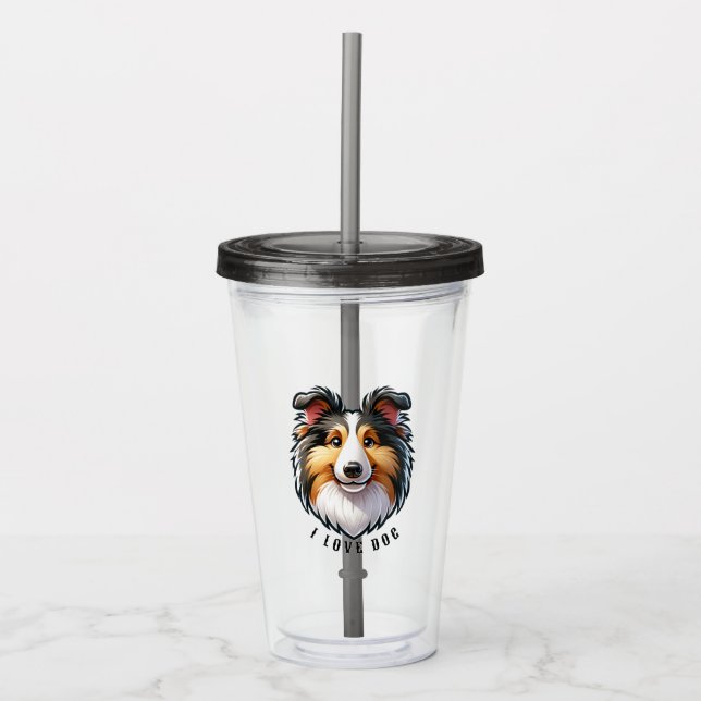 Vaso Acrílico acrylic glass with pet design (Front)