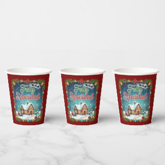Vaso navideño con diseño colorido y festivo paper cups