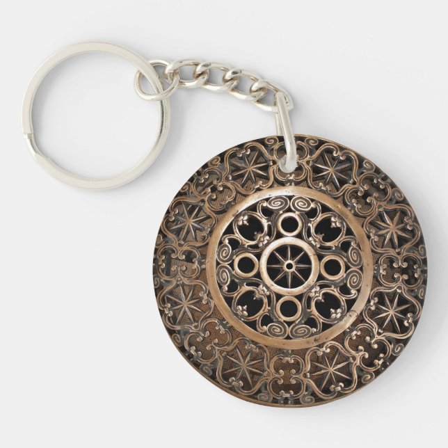 Vatican ancient metal bronze steampunk mysterious key ring (Front)