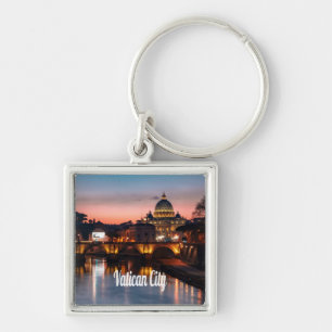 Vatican City At Night Roman Catholic Church Key Ring