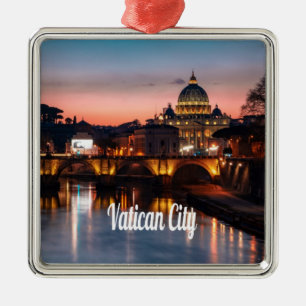 Vatican City At Night Roman Catholic Church Metal Ornament