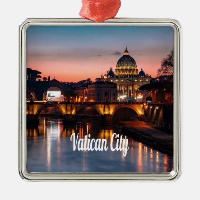 Vatican City At Night Roman Catholic Church Metal Ornament (Front)