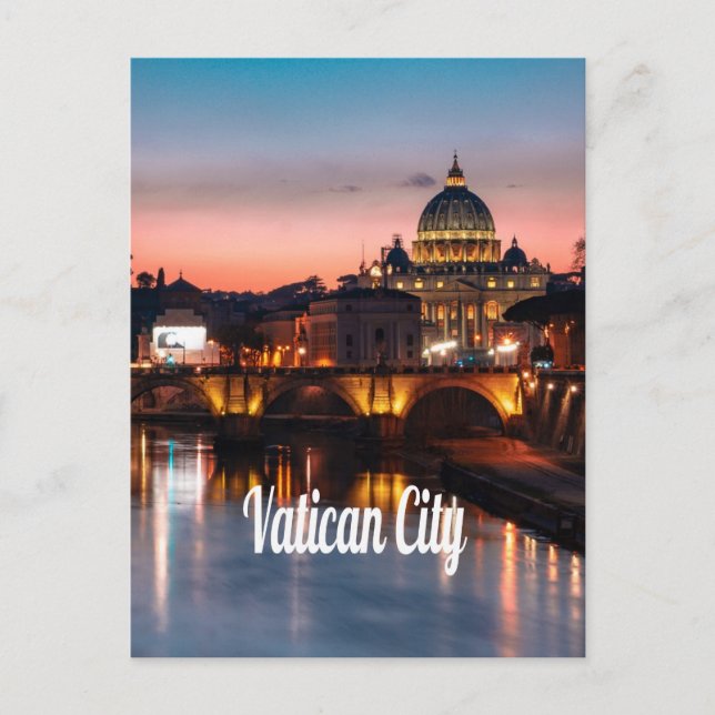 Vatican City At Night Roman Catholic Church Postcard (Front)