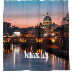 Vatican City At Night Roman Catholic Church Shower Curtain