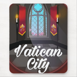 Vatican city cartoon travel poster mouse pad